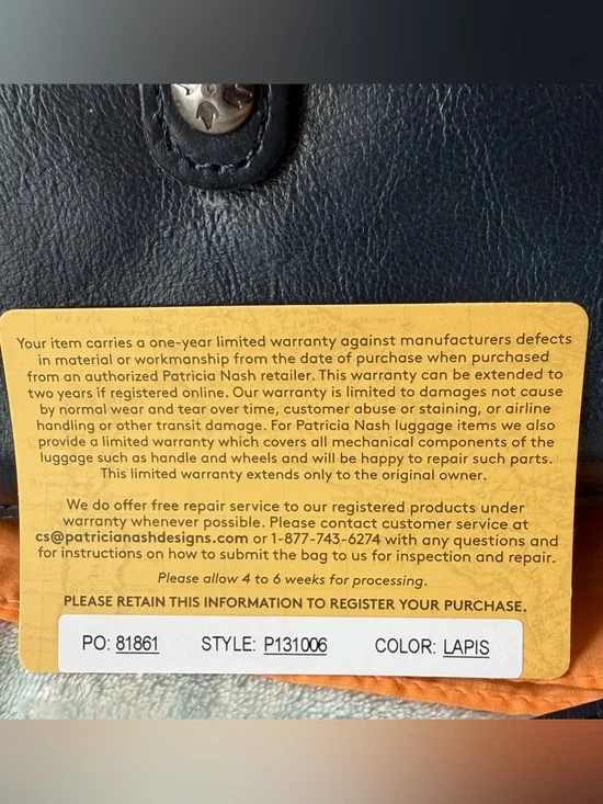 Patricia Nash “Alessa” Lapis Blue Leather Crossbody Bag NWOT - Picture 6 of 6
